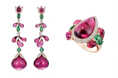 Серьги и кольцо Chopard, коллекция Red Carpet 2012